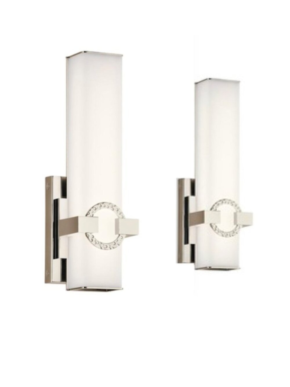 Kichler Bordeaux LED Wall Sconces Set of 2 Contemporary Polished Nickel Lights